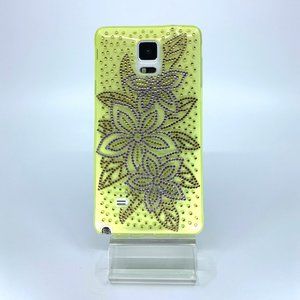 Galaxy Note 4 thin silicone case. Handmade. Purple, lavender, yellow rhinestones